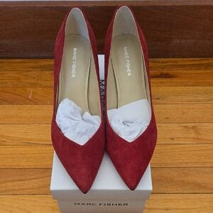 Marc Fisher Red Suede Wedge Pumps Heels